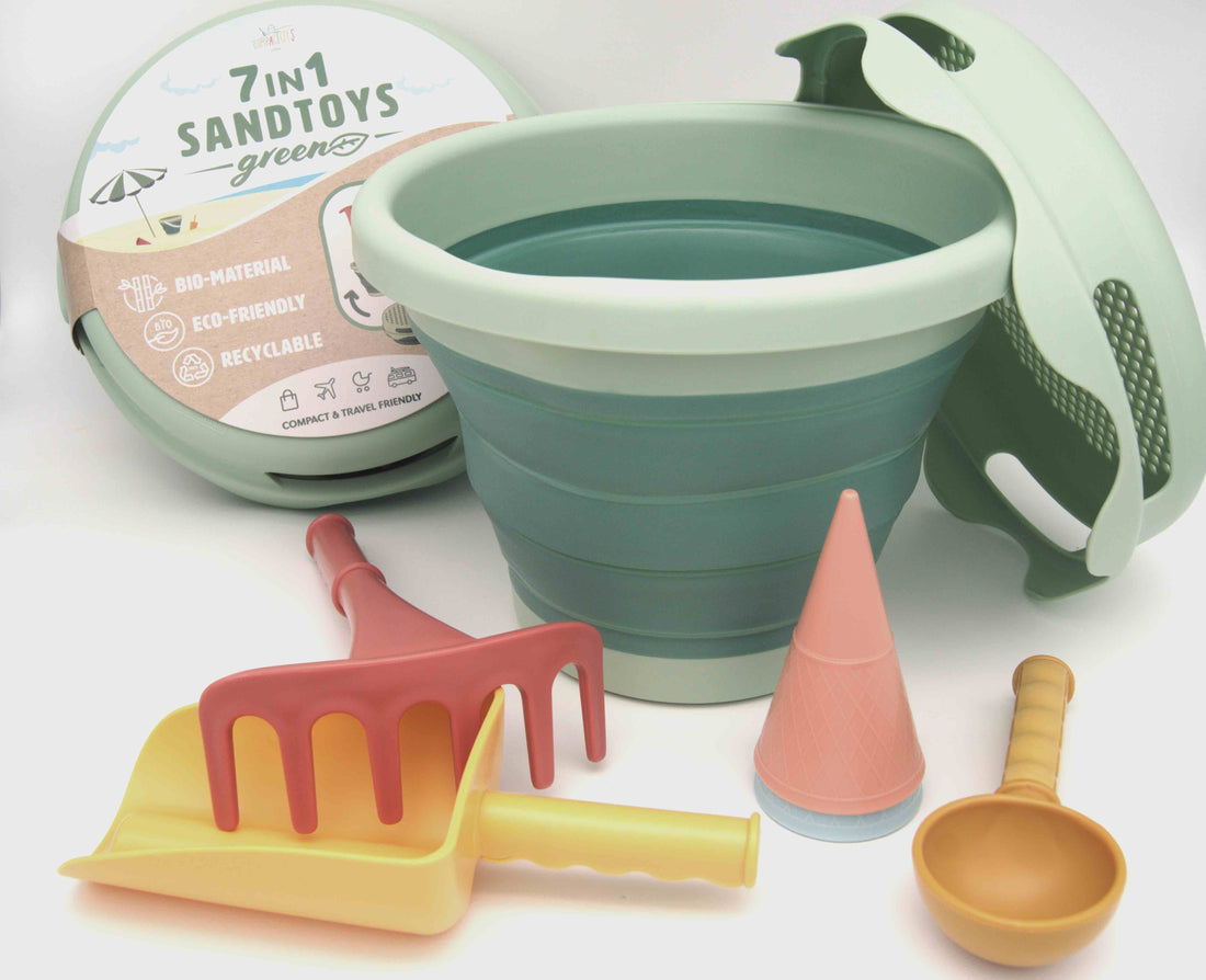 7in1 Sand Toys VERT - Jouets de sable 7 pièces en plastique organique